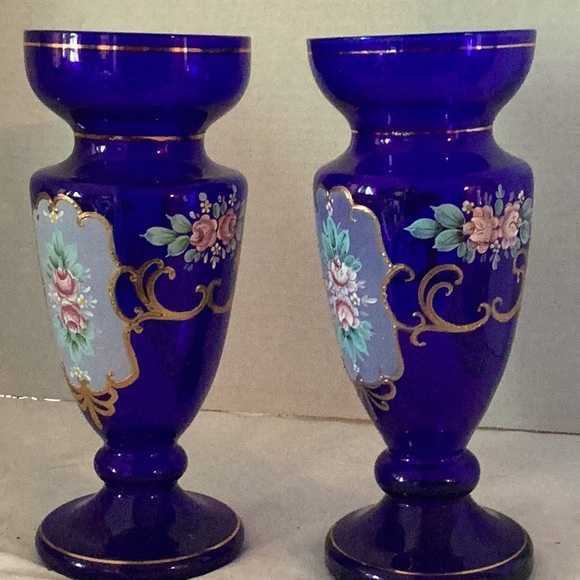 nice blue vases , made in Czech. - Picture 2 of 3